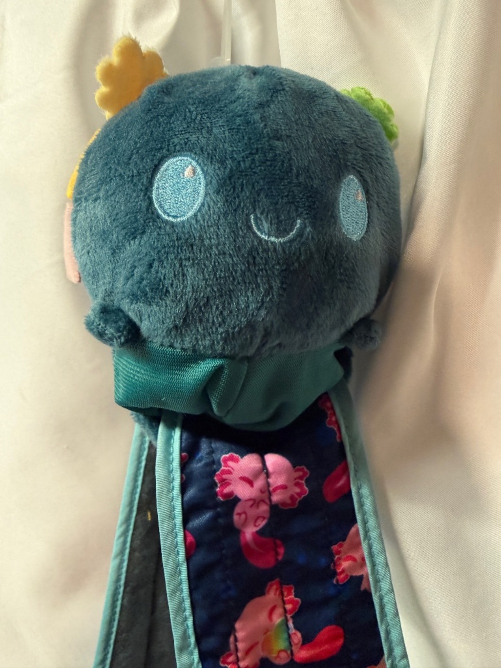 TeeTurtle Blue Rainbow Axolotl Plushie Reusable Tote Bag